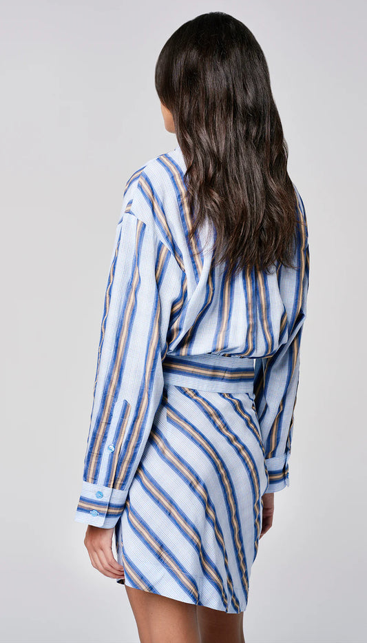 Mini Shirt Dress - Indigo Stripe