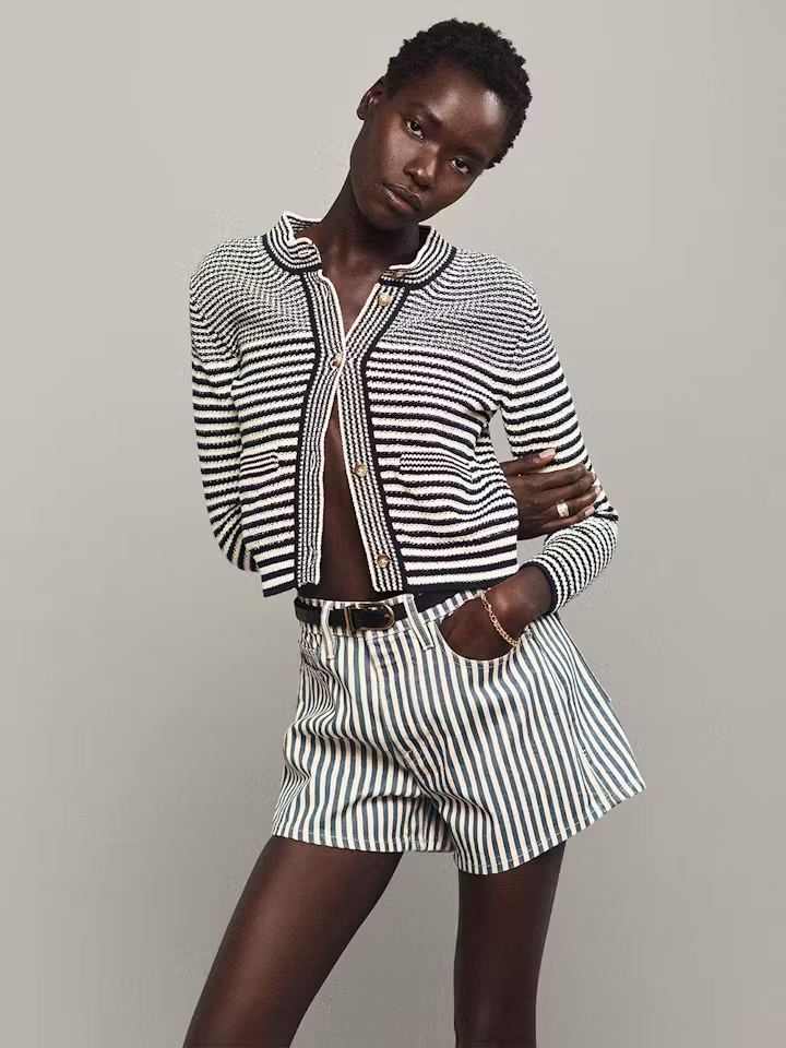 Compact Stripe Cardi - Navy Multi