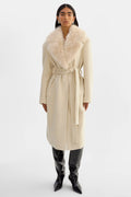 Tillie Belted Wool Coat - Heather Beige