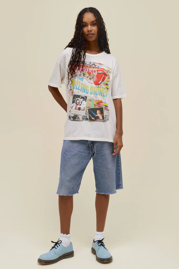 Rolling Stones Time Waits For No One Merch Tee - Vintage White