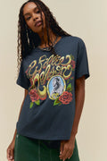 Willie Nelson Rose Frame Boyfriend Tee - Vintage Black