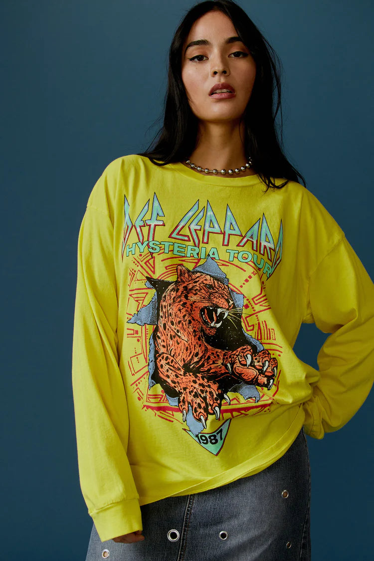 Def Leppard Animal Long Sleeve Merch Tee - Lemon Tonic