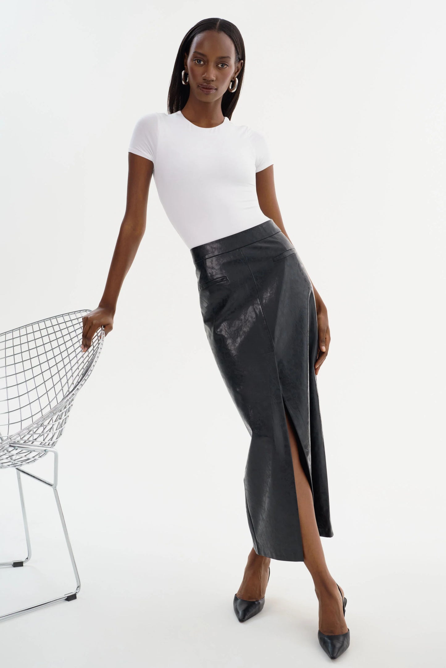 Yvette Faux Leather Maxi Skirt - Black