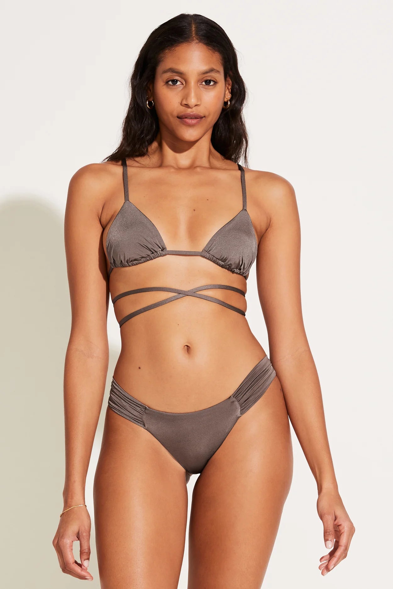 Ruched bikini bottom full online coverage