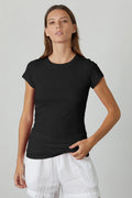 Jemma Gauzy Whisper Fitted Crew Neck Tee - Black