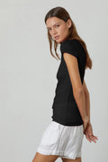 Jemma Gauzy Whisper Fitted Crew Neck Tee - Black