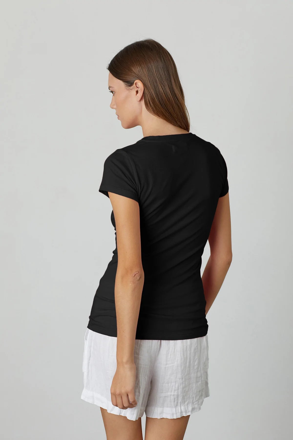 Jemma Gauzy Whisper Fitted Crew Neck Tee - Black