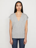 Le Mid Rise V Neck Tee - Heather Grey