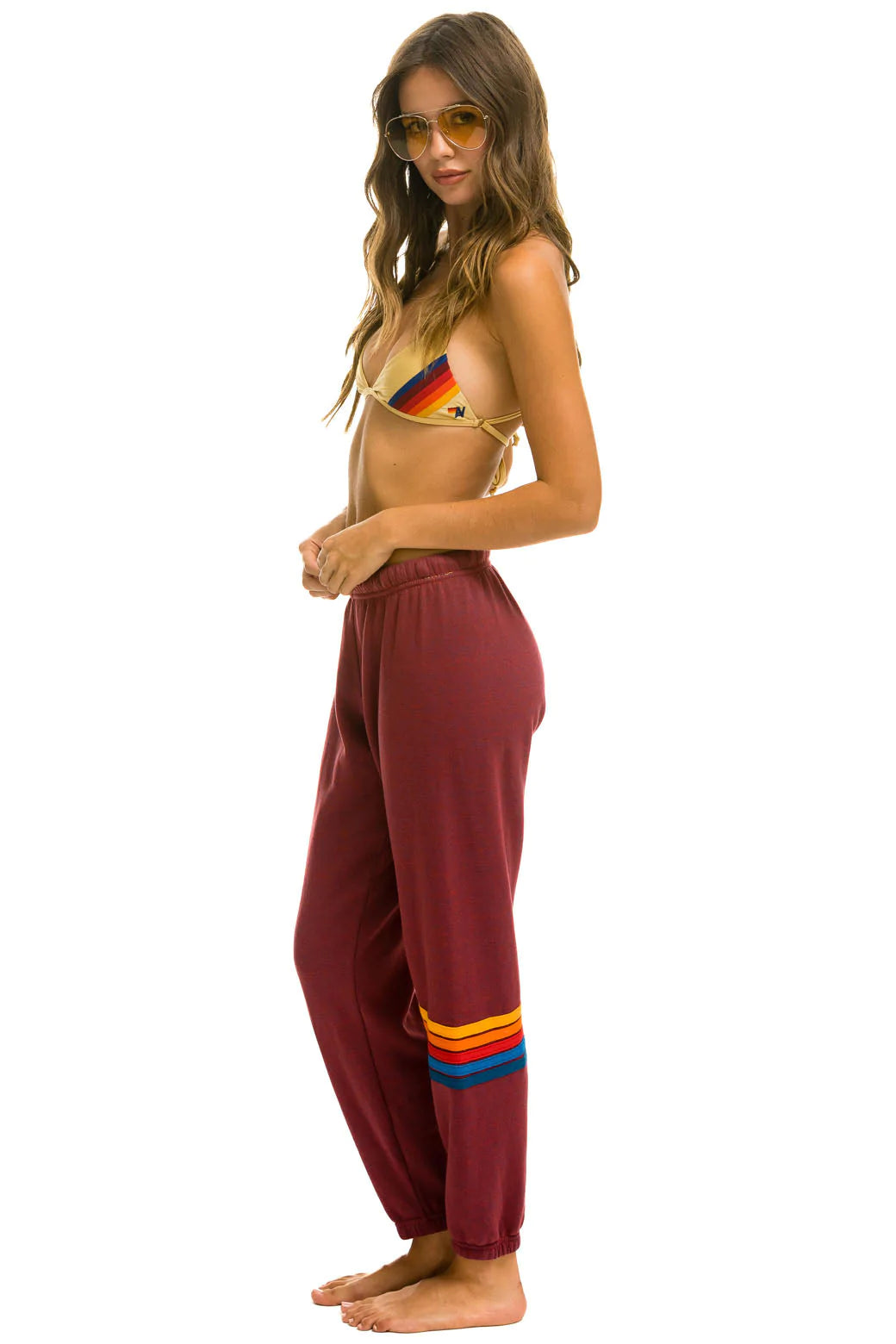 Women's Rainbow Stitch Sweatpants - Plum – Premium Boutique