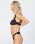 Camellia Underwire Bikini Top - Black