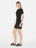 Mixed Rib Cutout Mini Dress - Noir