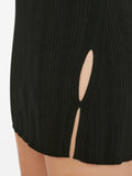 Mixed Rib Cutout Mini Dress - Noir