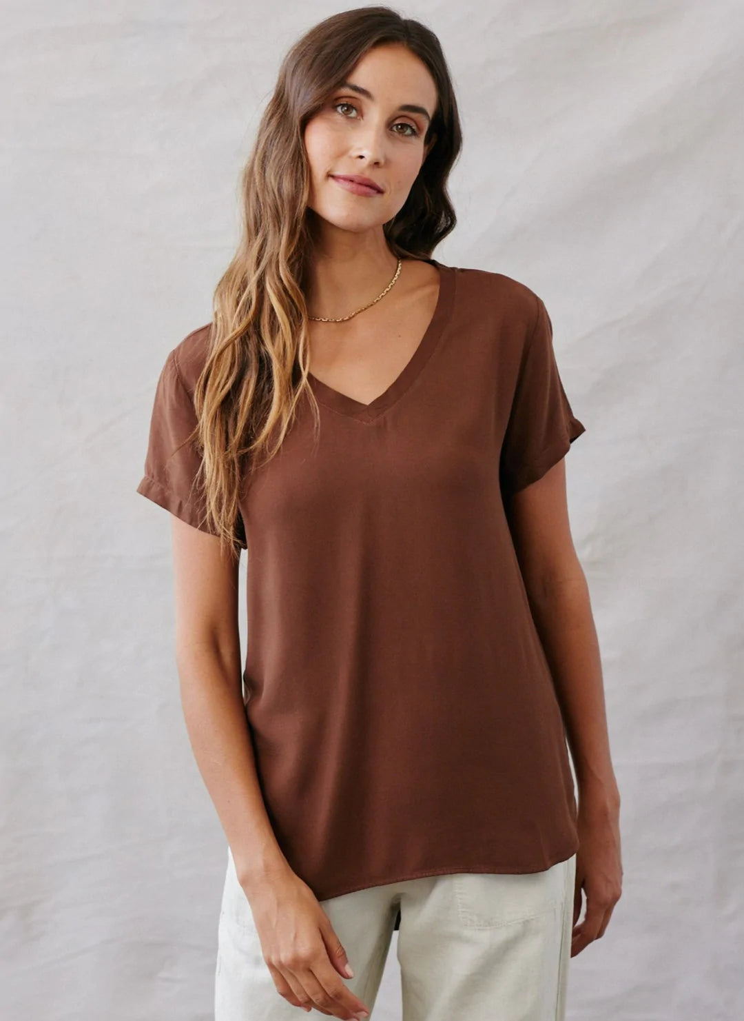 V-Neck Tee - Golden Topaz