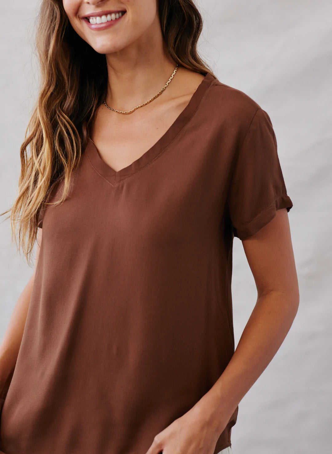 V-Neck Tee - Golden Topaz