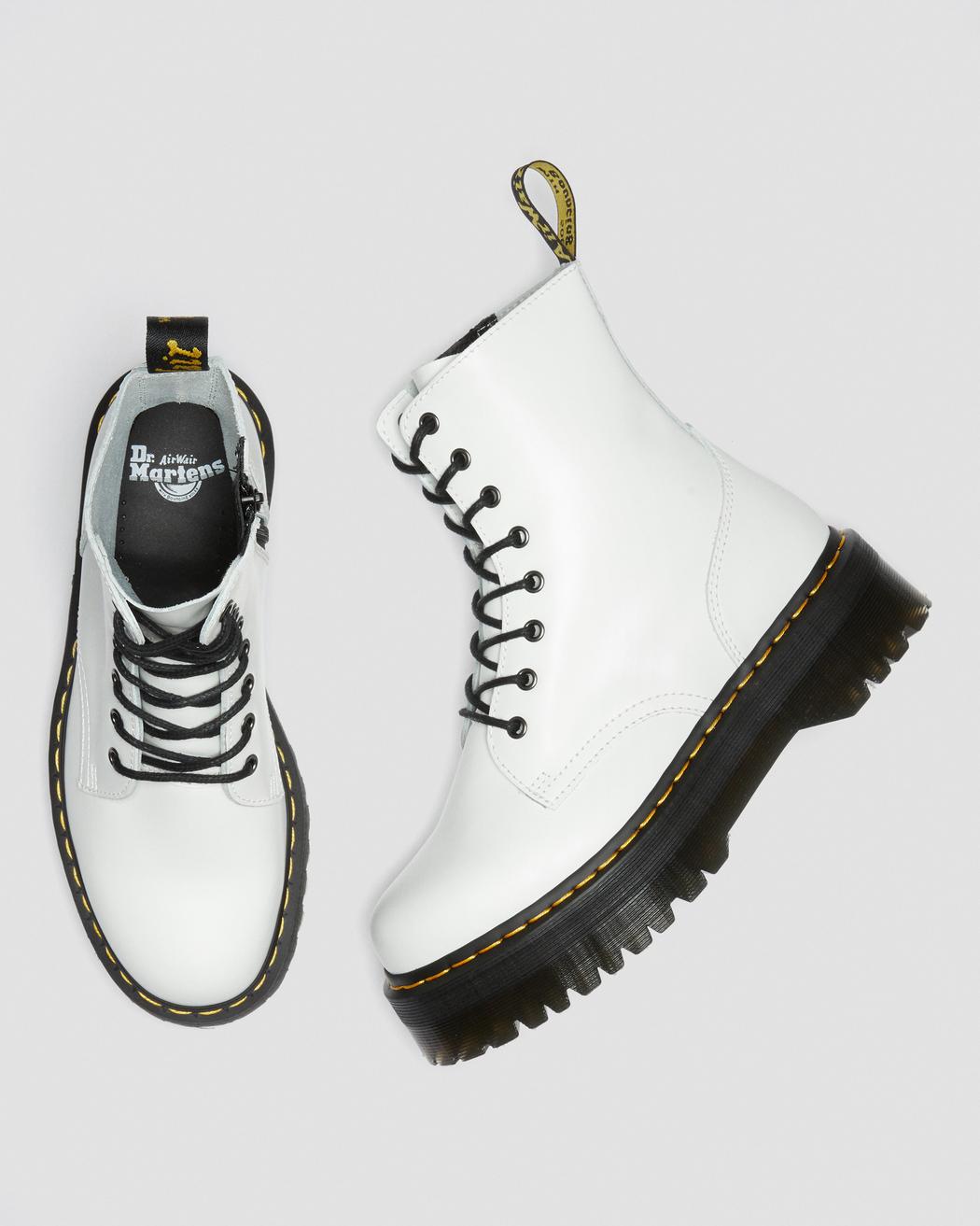 Jadon Platform Boots - White Polished Smooth