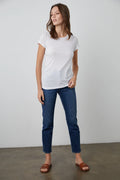 Jemma Gauzy Whisper Fitted Crew Neck Tee - White