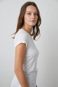 Jemma Gauzy Whisper Fitted Crew Neck Tee - White