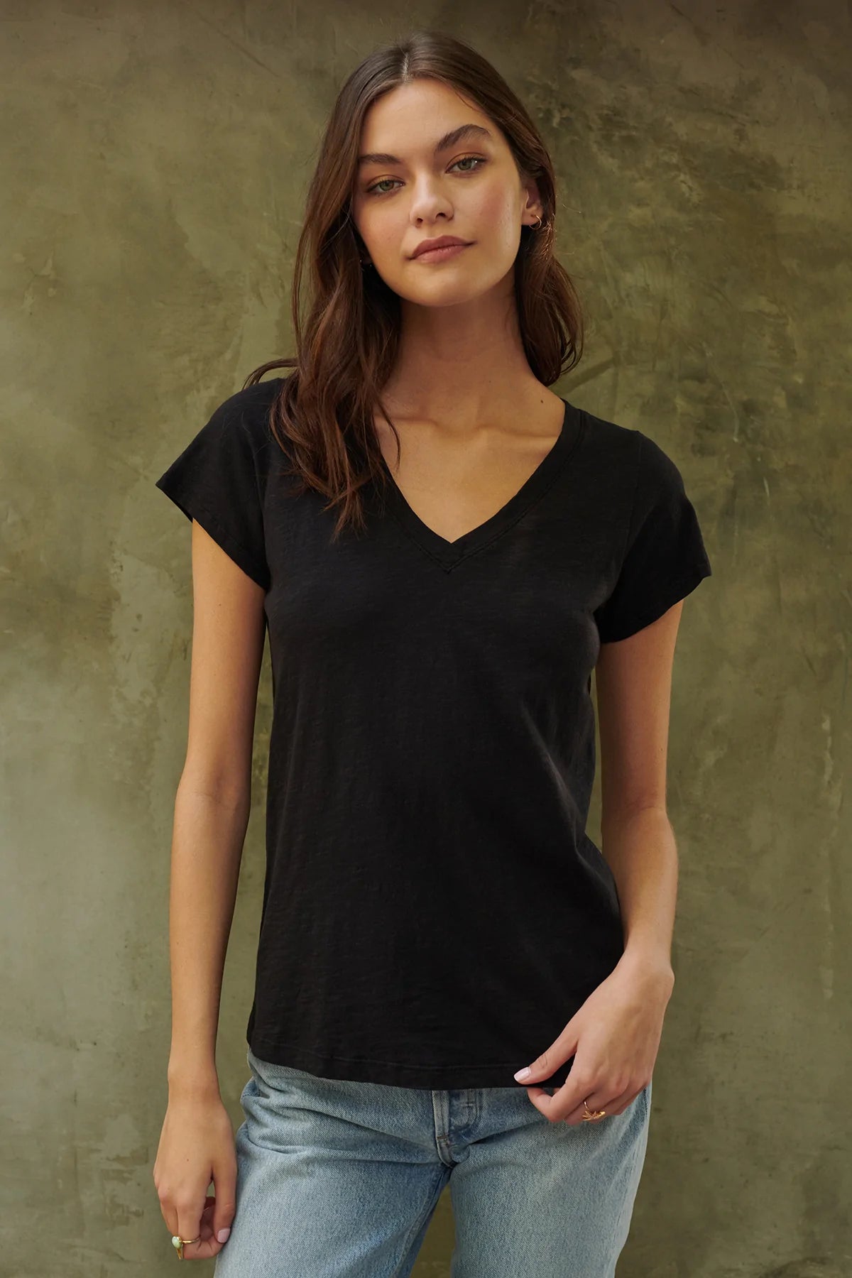 Jilian Original Slub V-Neck Tee - Black