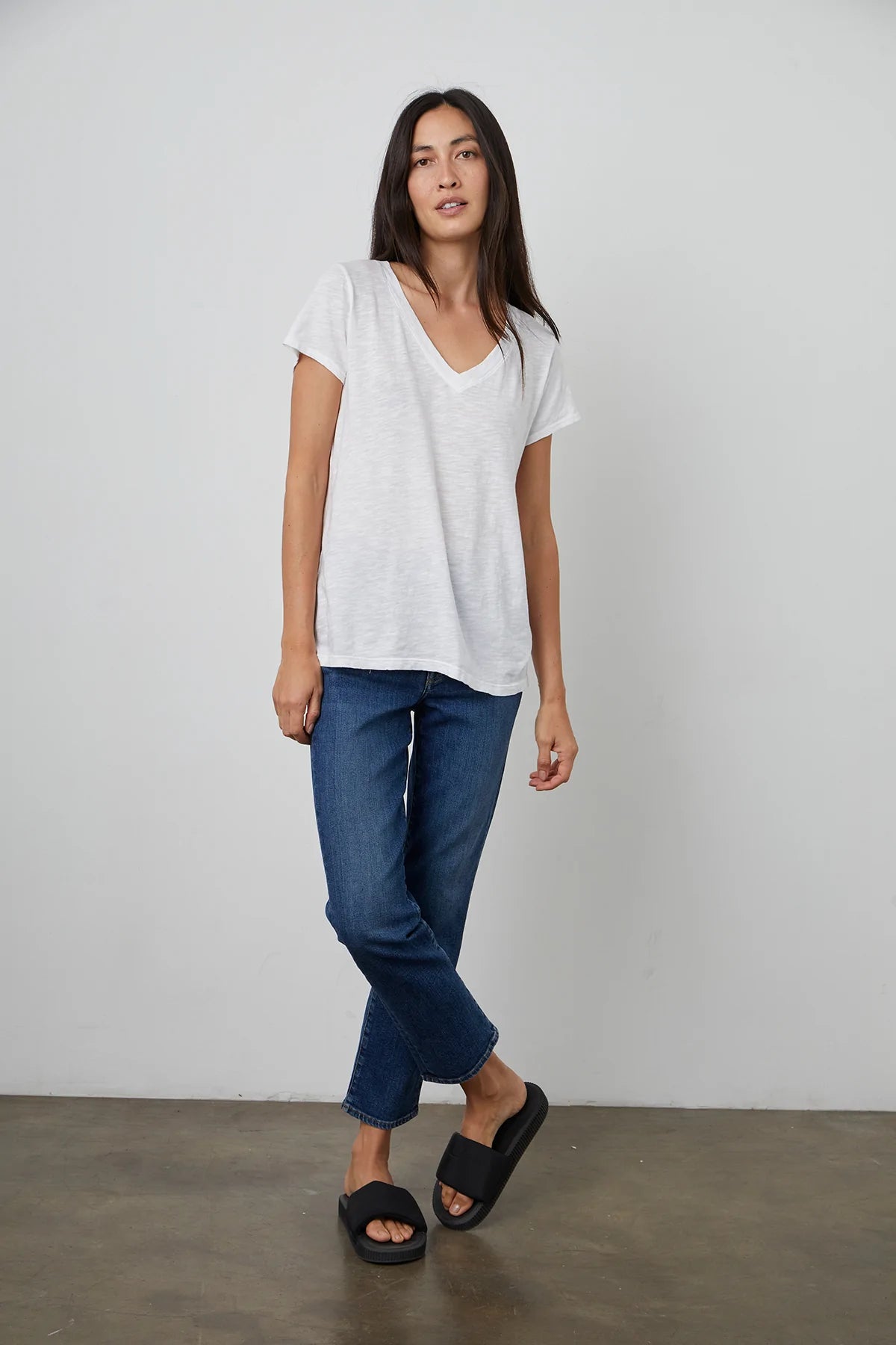 Jilian Original Slub V-Neck Tee - White