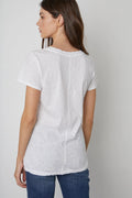 Lilith Cotton Slub V-Neck Tee - White
