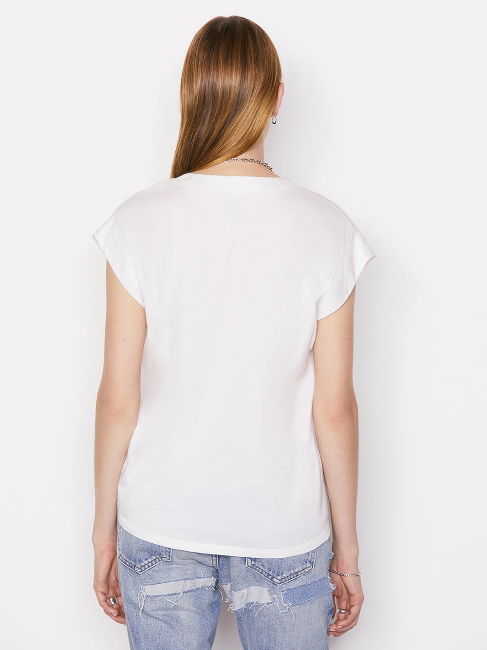 Le Mid Rise V Neck Tee - Blanc