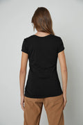 Odelia Cotton Slub Crew Neck Tee - Black