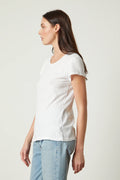 Odelia Cotton Slub Crew Neck Tee - White