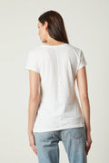 Odelia Cotton Slub Crew Neck Tee - White