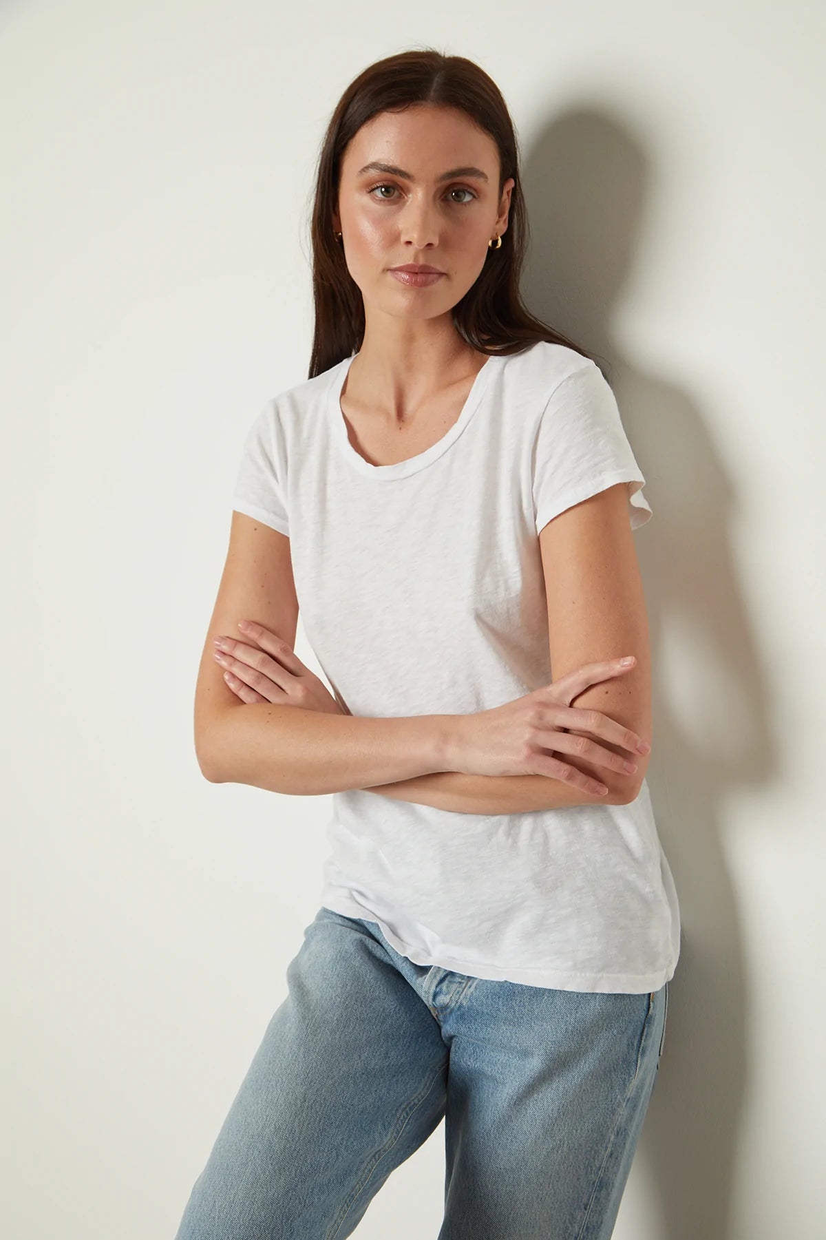Odelia Cotton Slub Crew Neck Tee - White