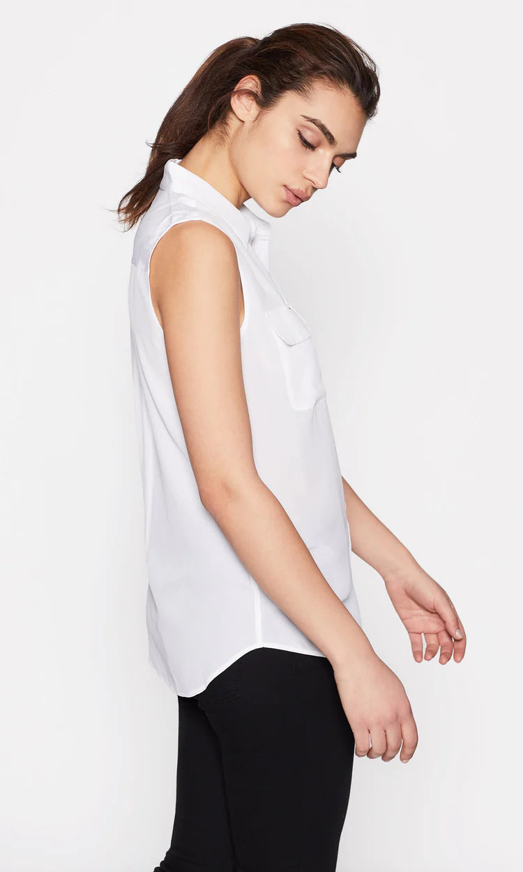 Sleeveless Slim Signature Silk Shirt - Bright White