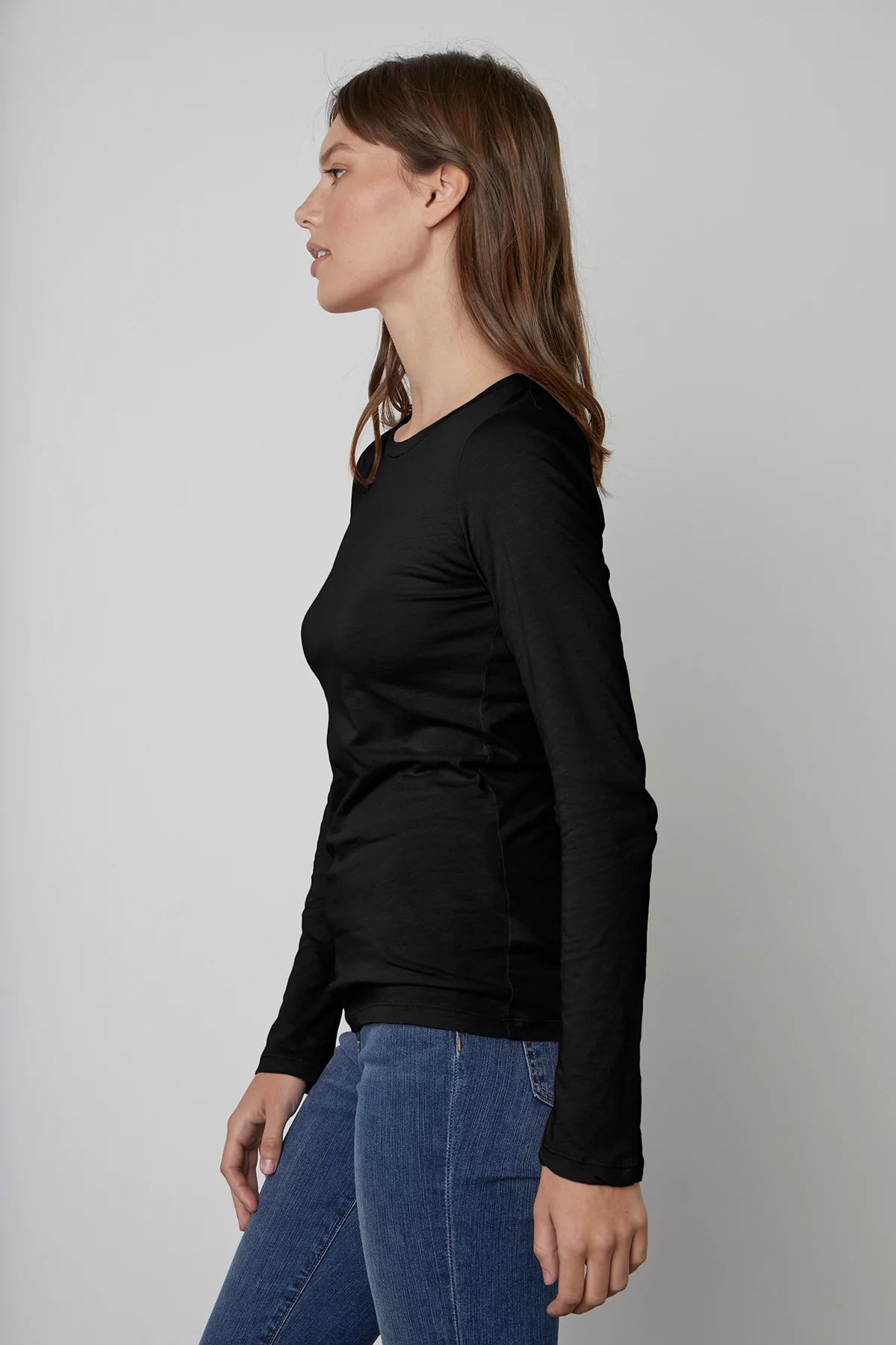 Zofina Gauzy Whisper Crew Neck Tee - Black