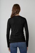 Zofina Gauzy Whisper Crew Neck Tee - Black