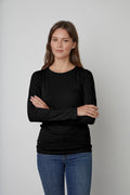 Zofina Gauzy Whisper Crew Neck Tee - Black