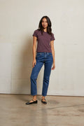 Lisa recycled cotton fitted short sleeve tee - Plum