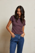 Lisa recycled cotton fitted short sleeve tee - Plum