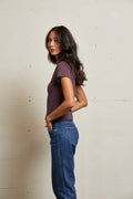 Lisa recycled cotton fitted short sleeve tee - Plum
