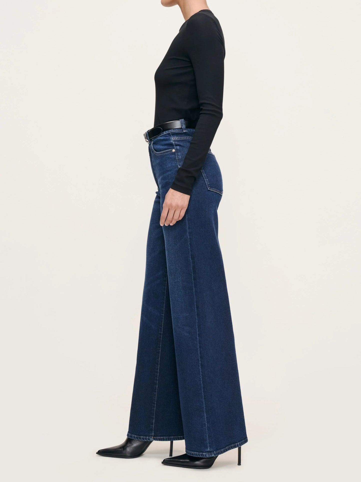 Hepburn Wide Leg High Rise Vintage 32" Jeans - Mediterranean