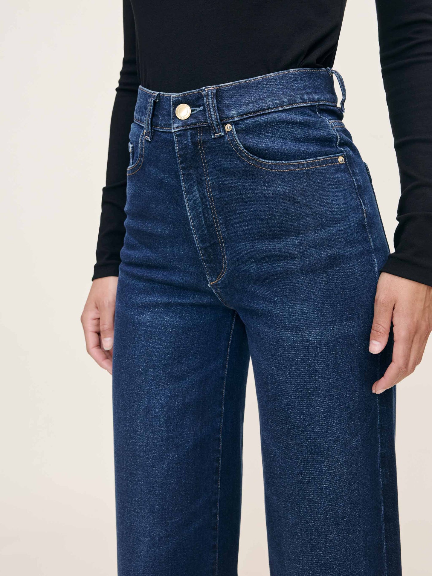 Hepburn Wide Leg High Rise Vintage 32" Jeans - Mediterranean