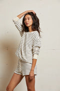 Tyler stripe french terry pullover sweatshirt - Natural/Night stripe