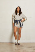 Tyler stripe french terry pullover sweatshirt - Natural/Night stripe