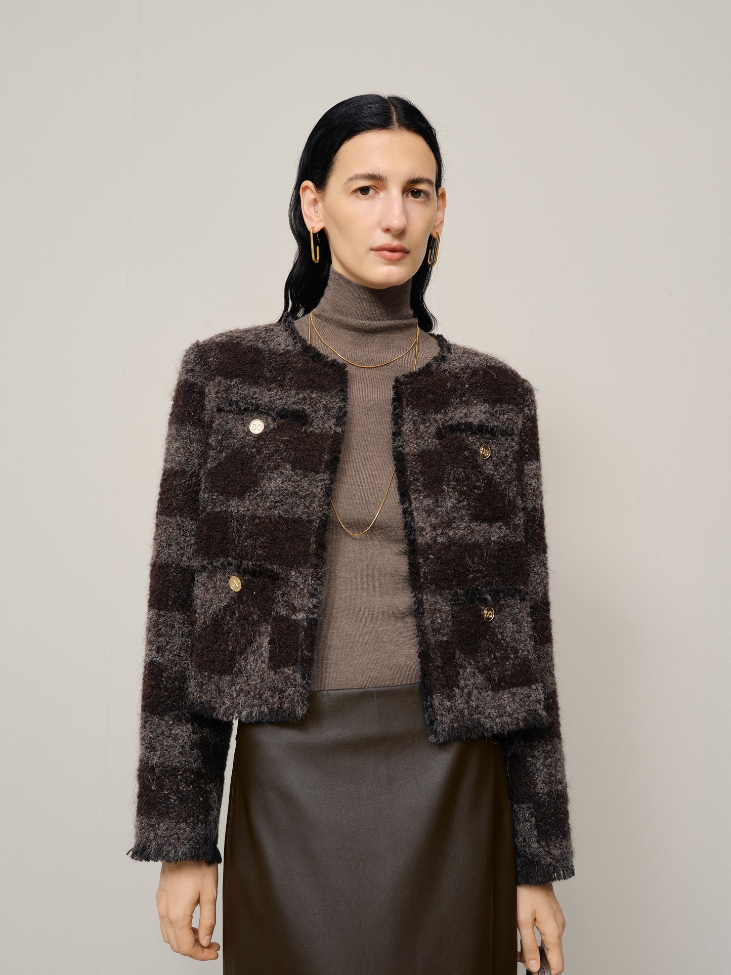 Tweed Jacket - Dark Maroon