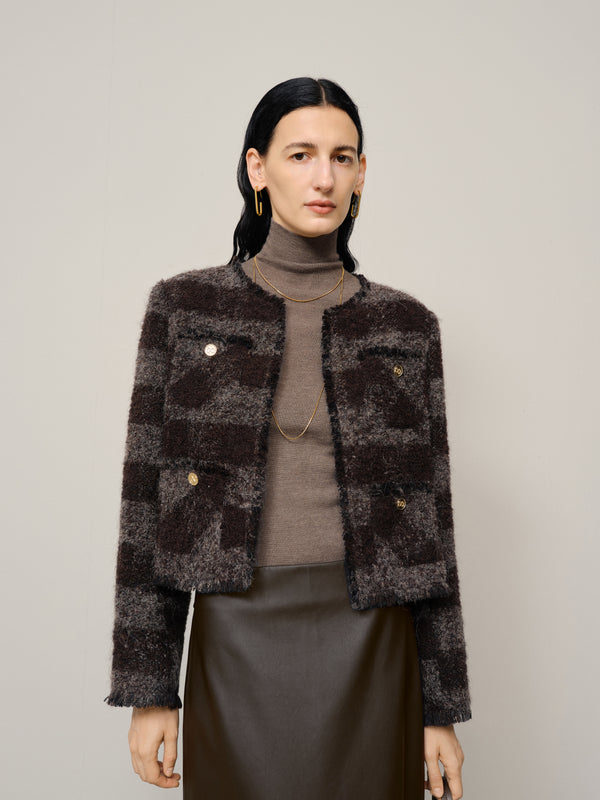 Tweed Jacket - Dark Maroon