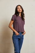 Harley crispy lightweight cotton boxy crew tee - Plum