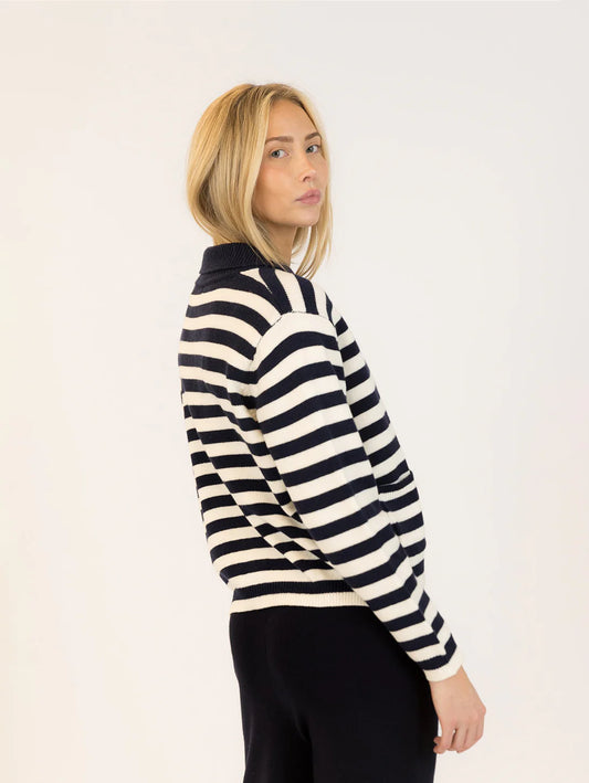 Briella Cardigan - Navy / Off White Striped