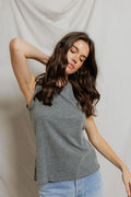 Faye Crispy Cotton Muscle Tank - Heather Grey