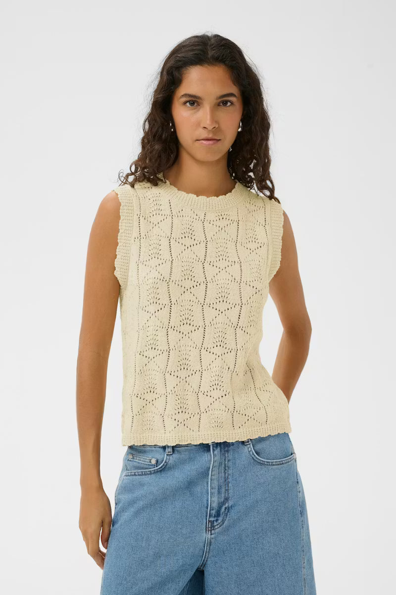 Flores Top - Turtledove/White