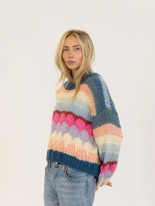 Hannah Handmade Crewneck Pullover - Multi stripe