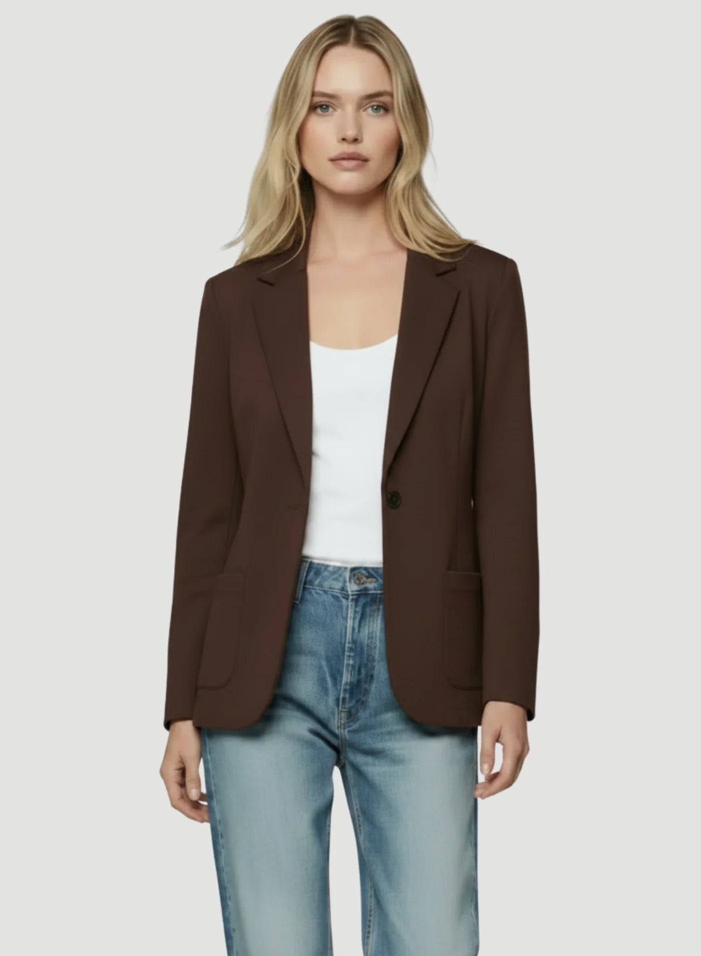French Terry Fleece One-Button Blazer
