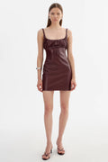 Malika Faux Leather Dress - Burgundy