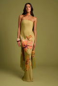 Rococo - Strapless Maxi Dress with Fringe Sash
